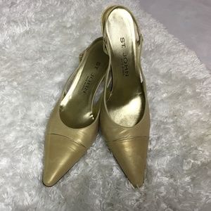 St. John Gold Slingback Heels